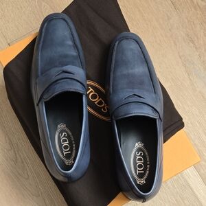 Tod's Mocassino Cuoio Blue Leather Loafers